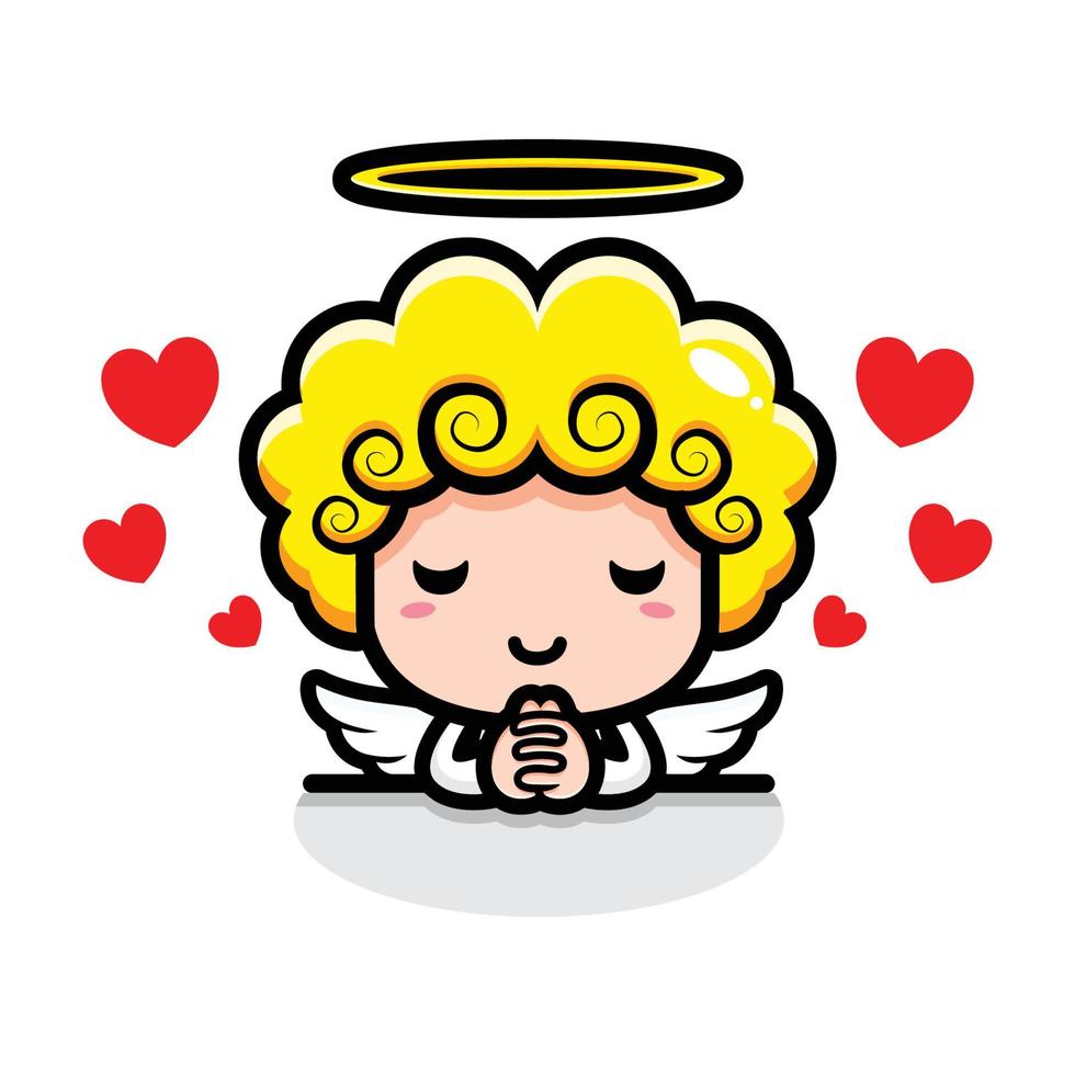 cute cupid designs are praying vector