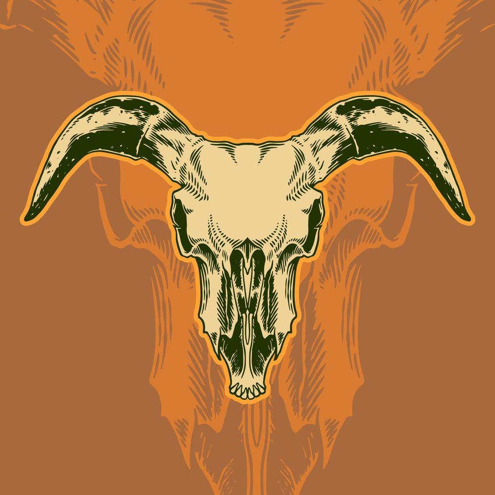 Illustration of line art with a skull object from a goat head vector