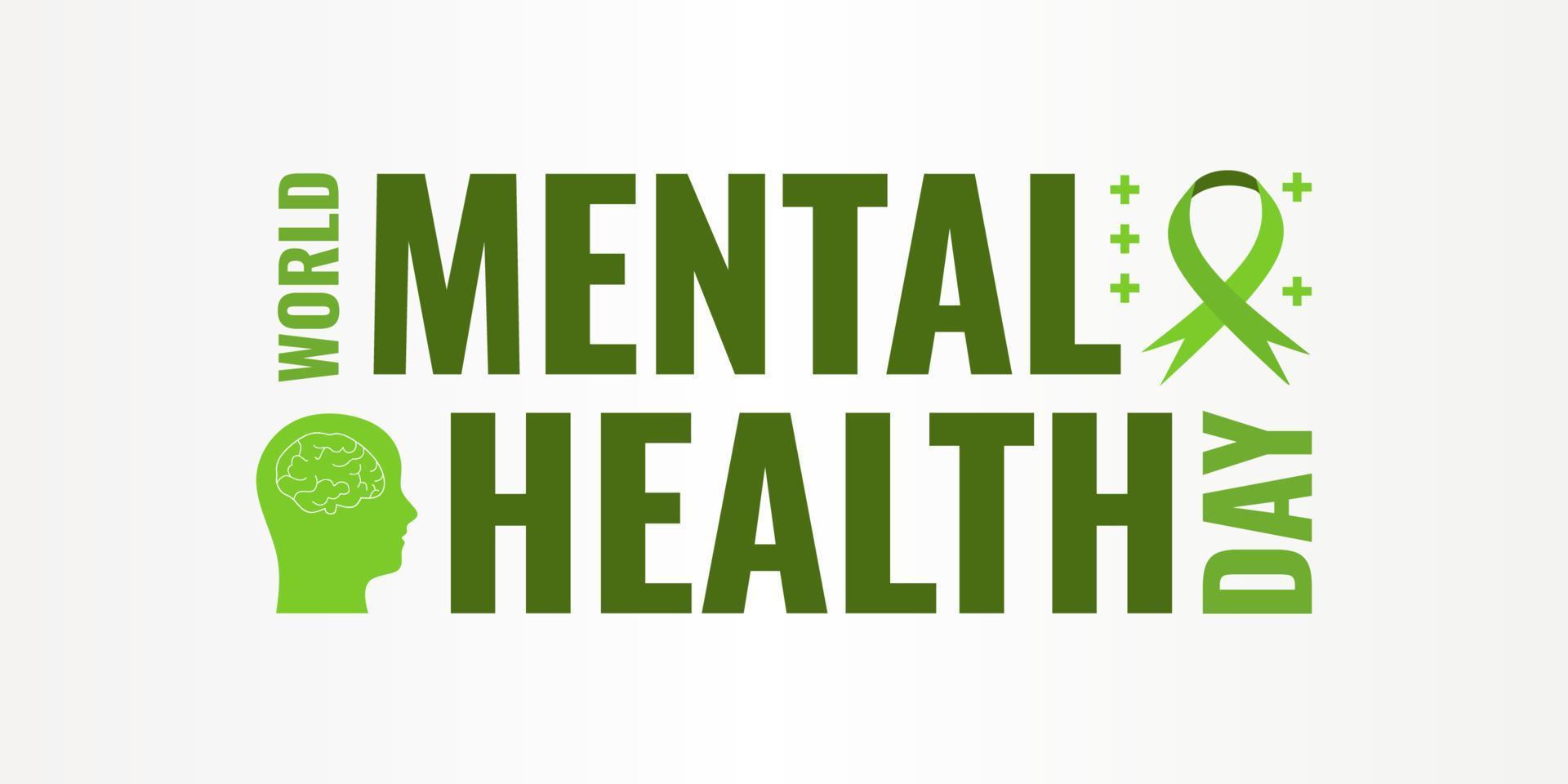 world mental health banner. Greeting background vector illustration,