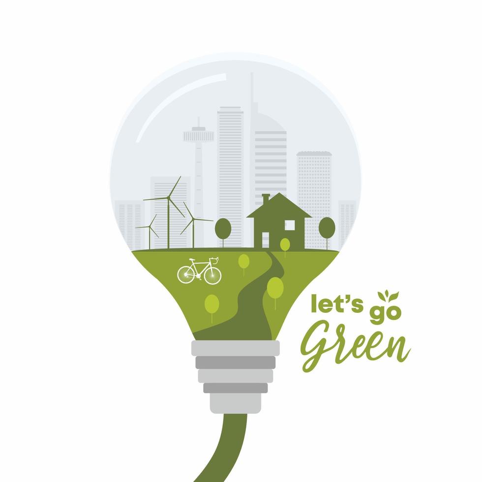 banner de concepto de energía verde. metáfora plana creativa vector