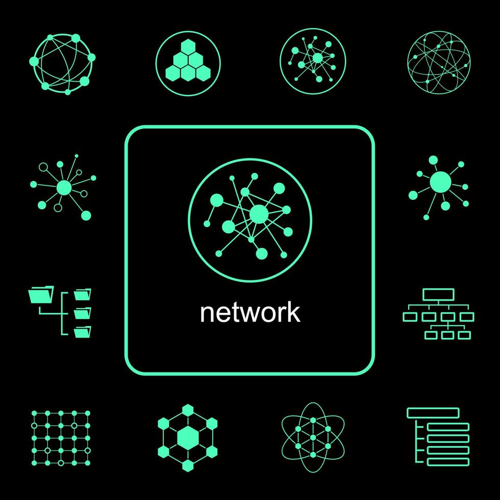 configuración de red, compartir iconos relacionados vector