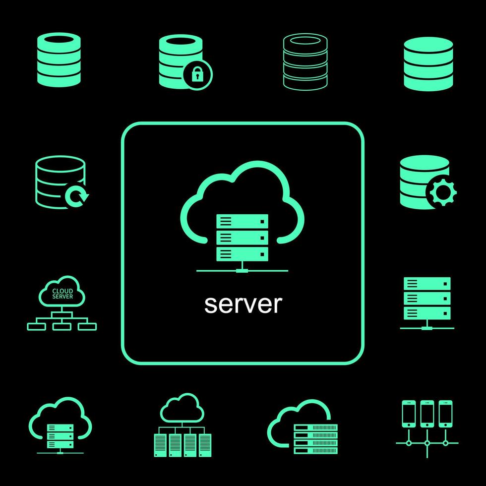 data processing, data storage, server icon vector