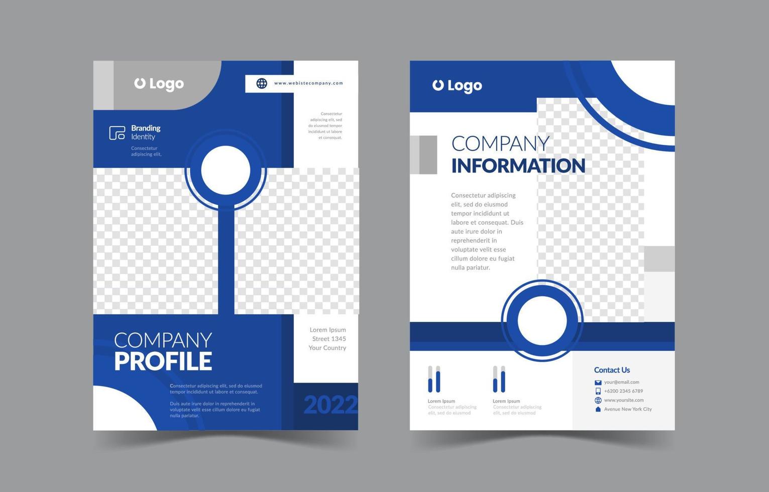 Blue Company Profile Template Set vector