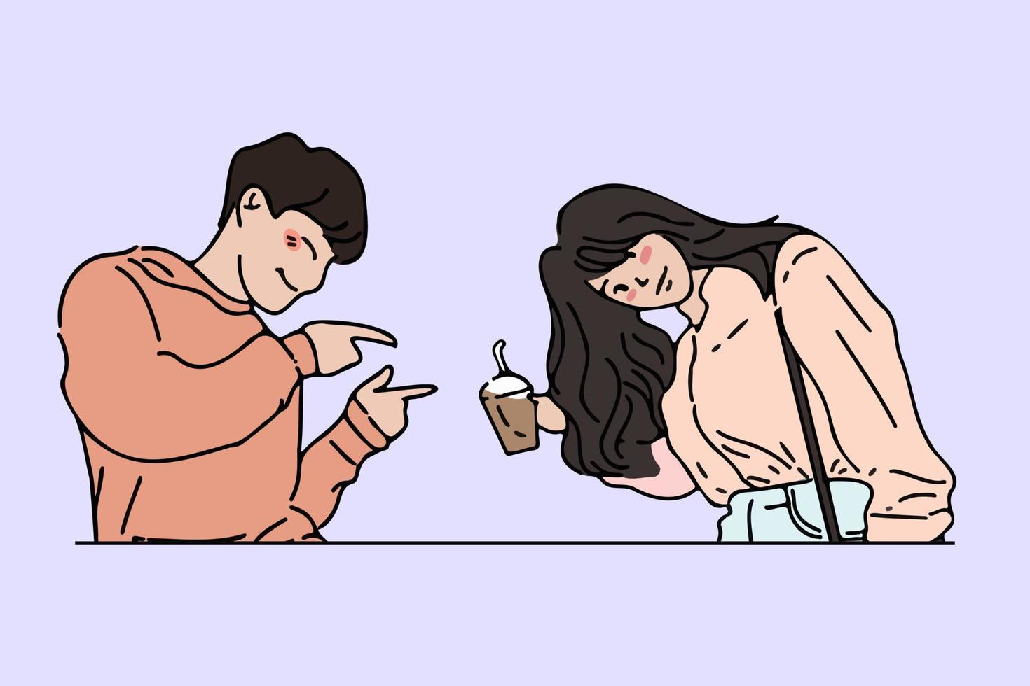 Linda pose de pareja enamorada ilustración de diseño de vector de estilo dibujado a mano