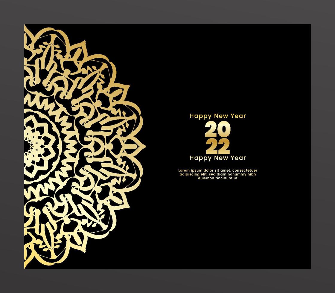 Happy new year banner or card template with luxury mandala vector