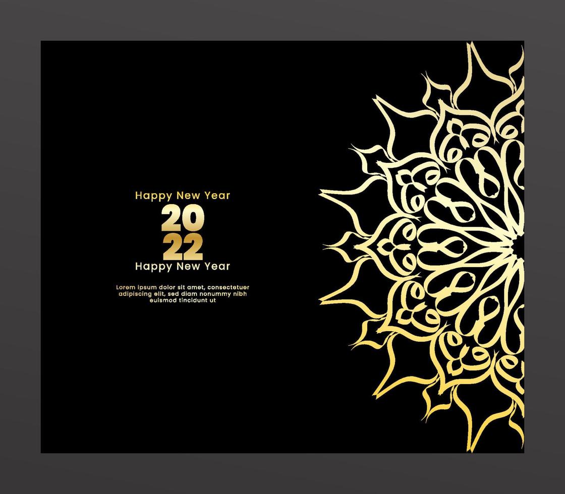 Happy new year banner or card template with luxury mandala vector