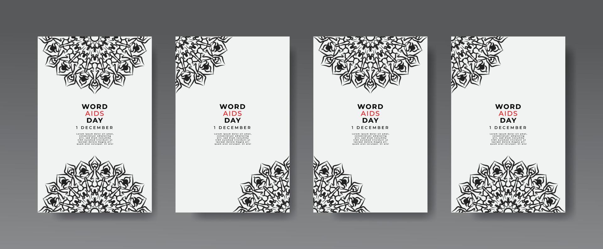 1 December world aids day banner or card template and background with mandala vector