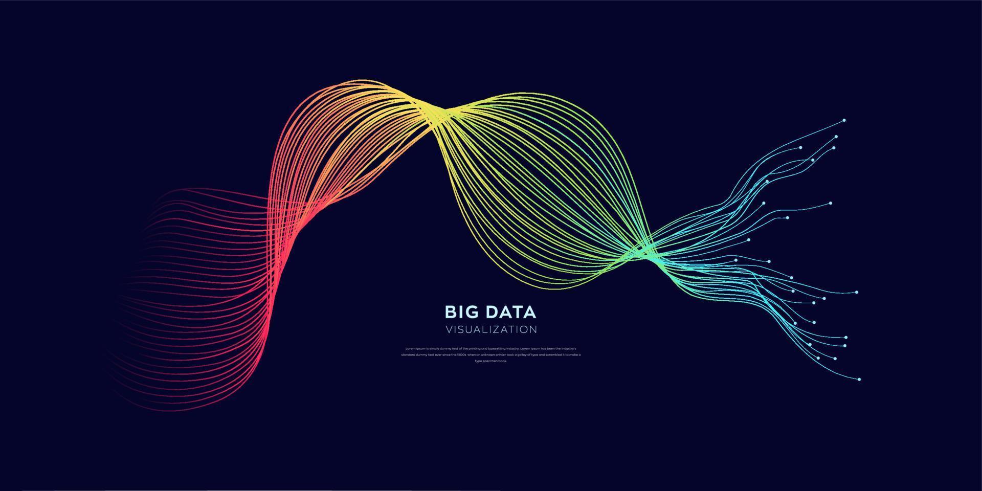 Abstract data flow backgroud with coorful line wave. vector