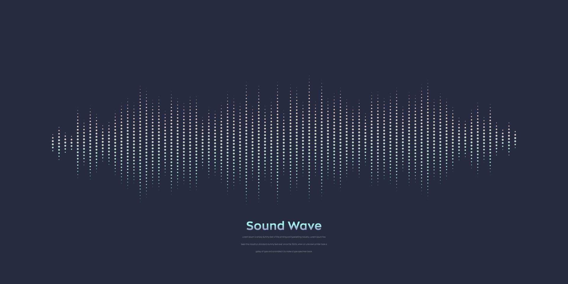 Vector sound wave. Abstract colorful digital equalizer. Audio wave graph of frequency and spectrum vector illustration on dark background.