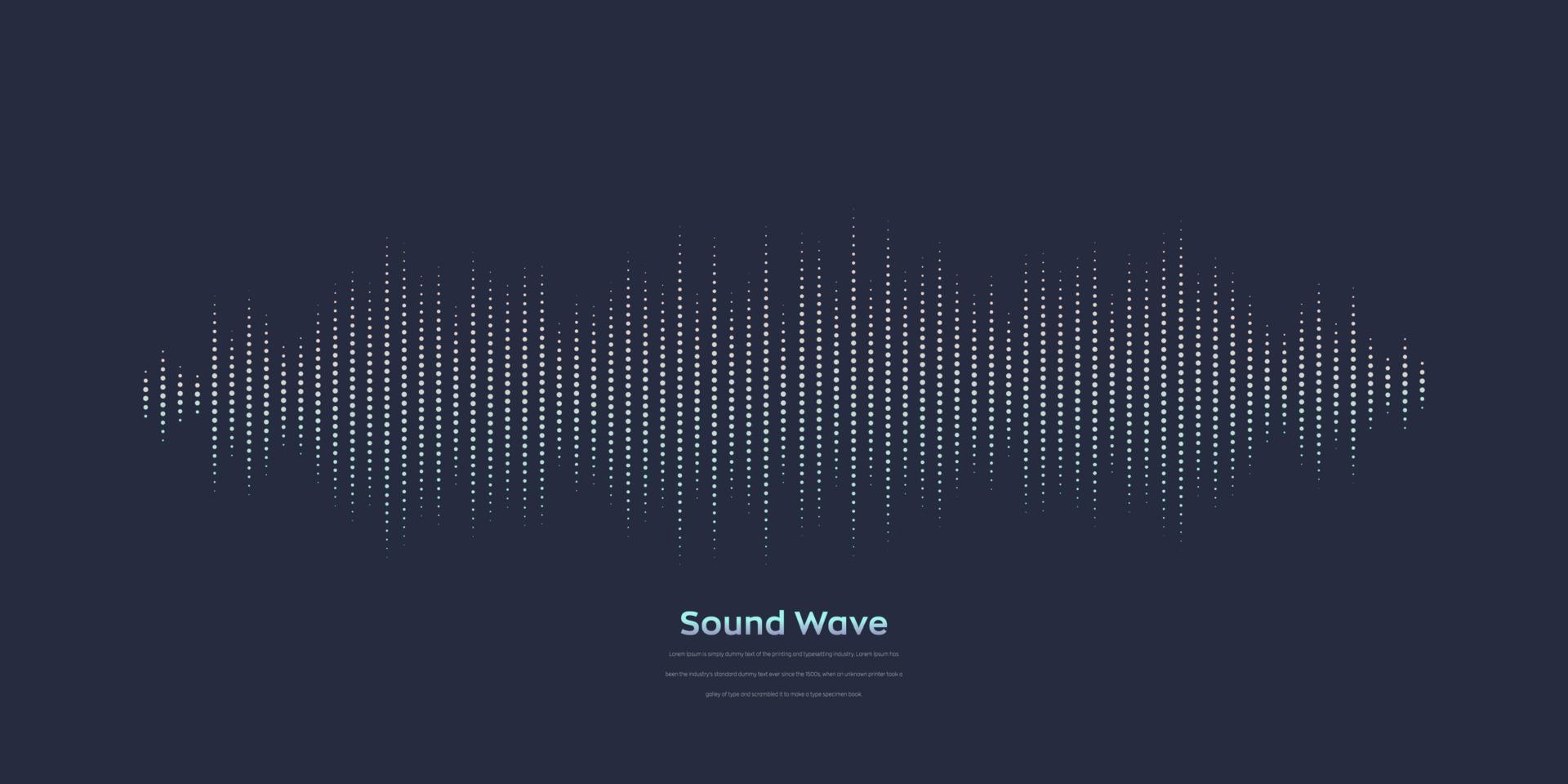 Vector sound wave. Abstract colorful digital equalizer. Audio wave graph of frequency and spectrum vector illustration on dark background.