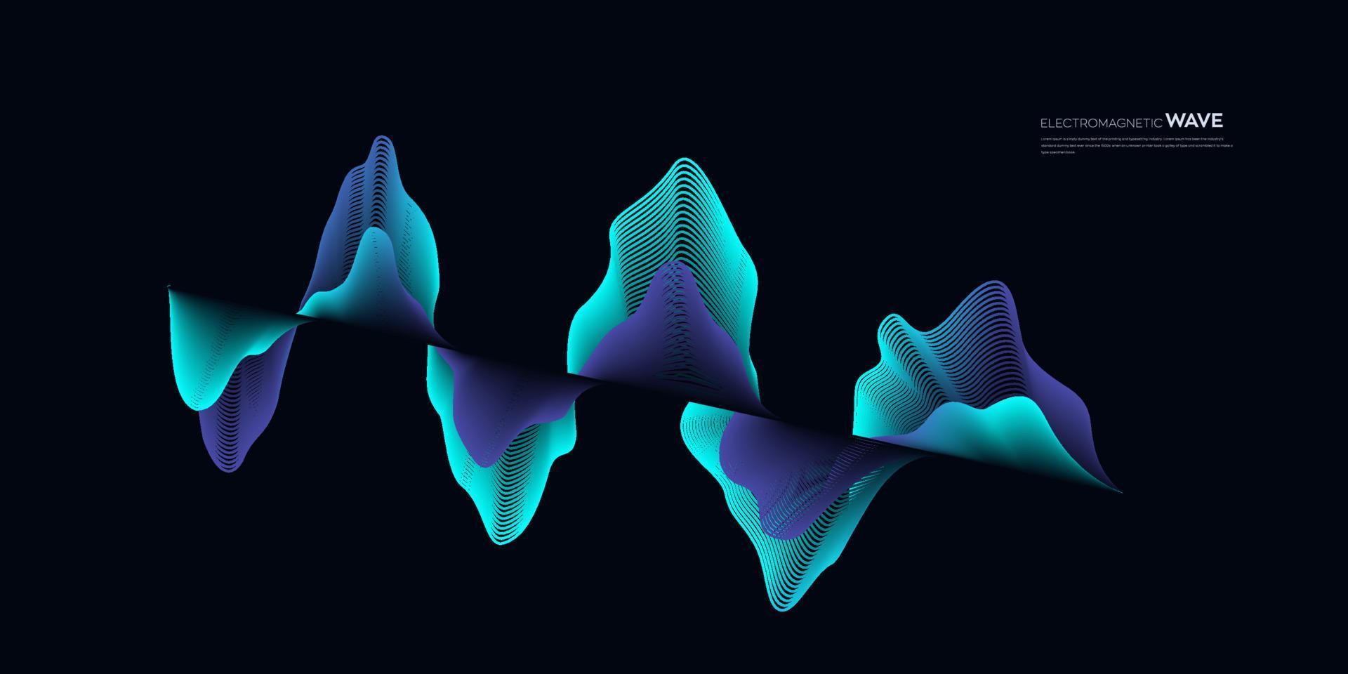 Electromagnet wave vector element with abstract blue lines background in concept of technology, science, digital network.