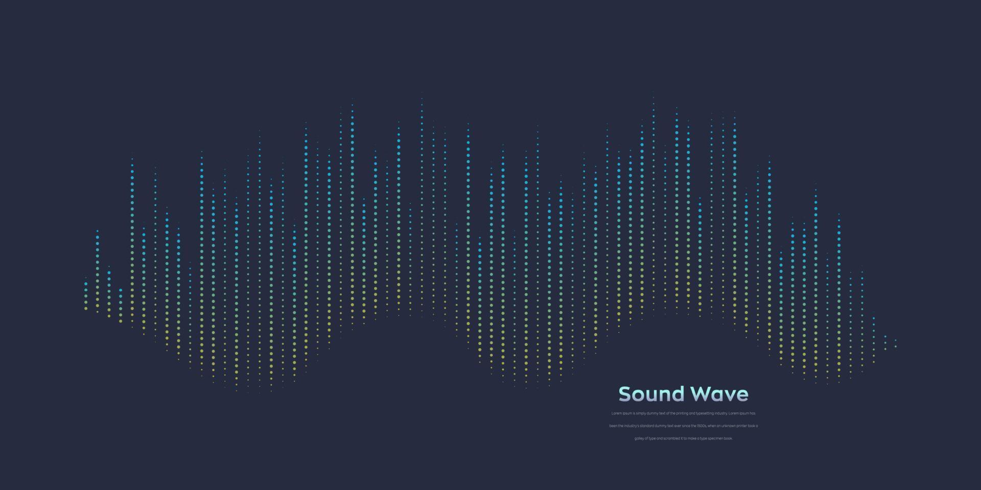 Vector sound wave. Abstract colorful digital equalizer. Audio wave graph of frequency and spectrum vector illustration on dark background.