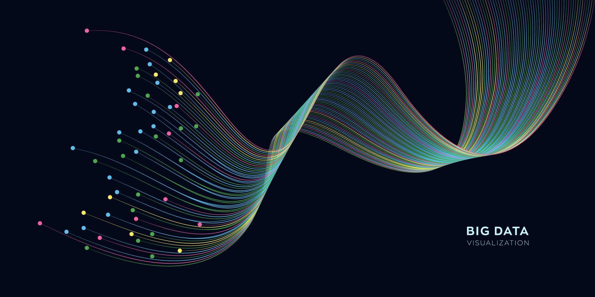 Absract data technology background with colorful line wave vector