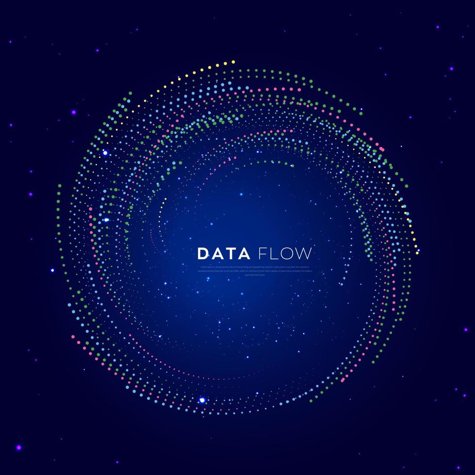 Abstract vector explosion dots line equalizer circle shape isolated technology background element. Vector illustration in concept of technology, science.