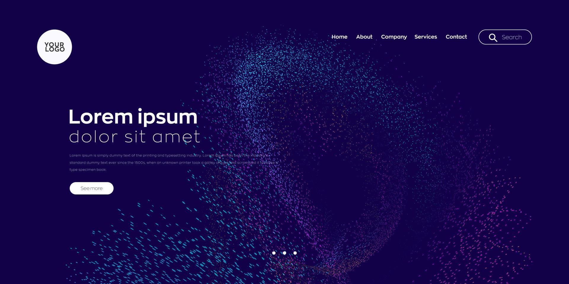 Landing page design. Dot composed wave graphic background. vector