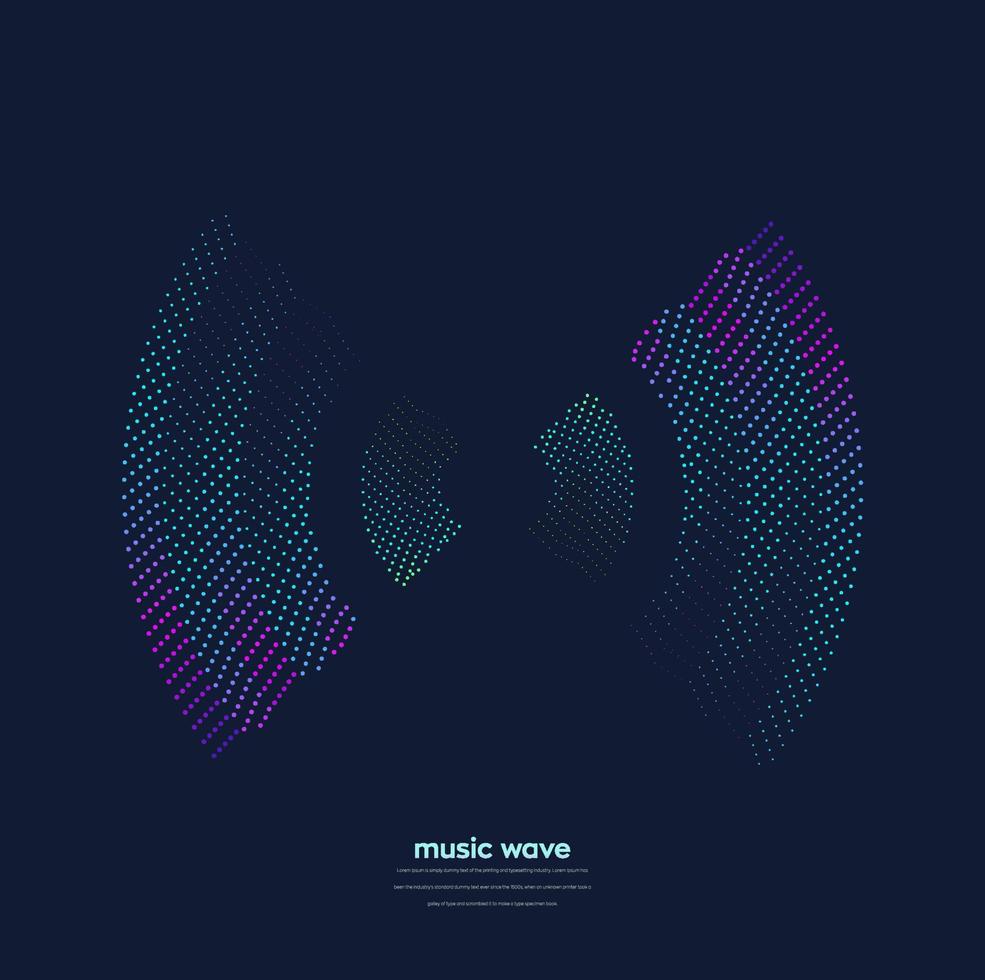 Vector sound wave. Abstract colorful digital music equalizer. Audio wave graph of frequency and spectrum vector illustration on dark background.