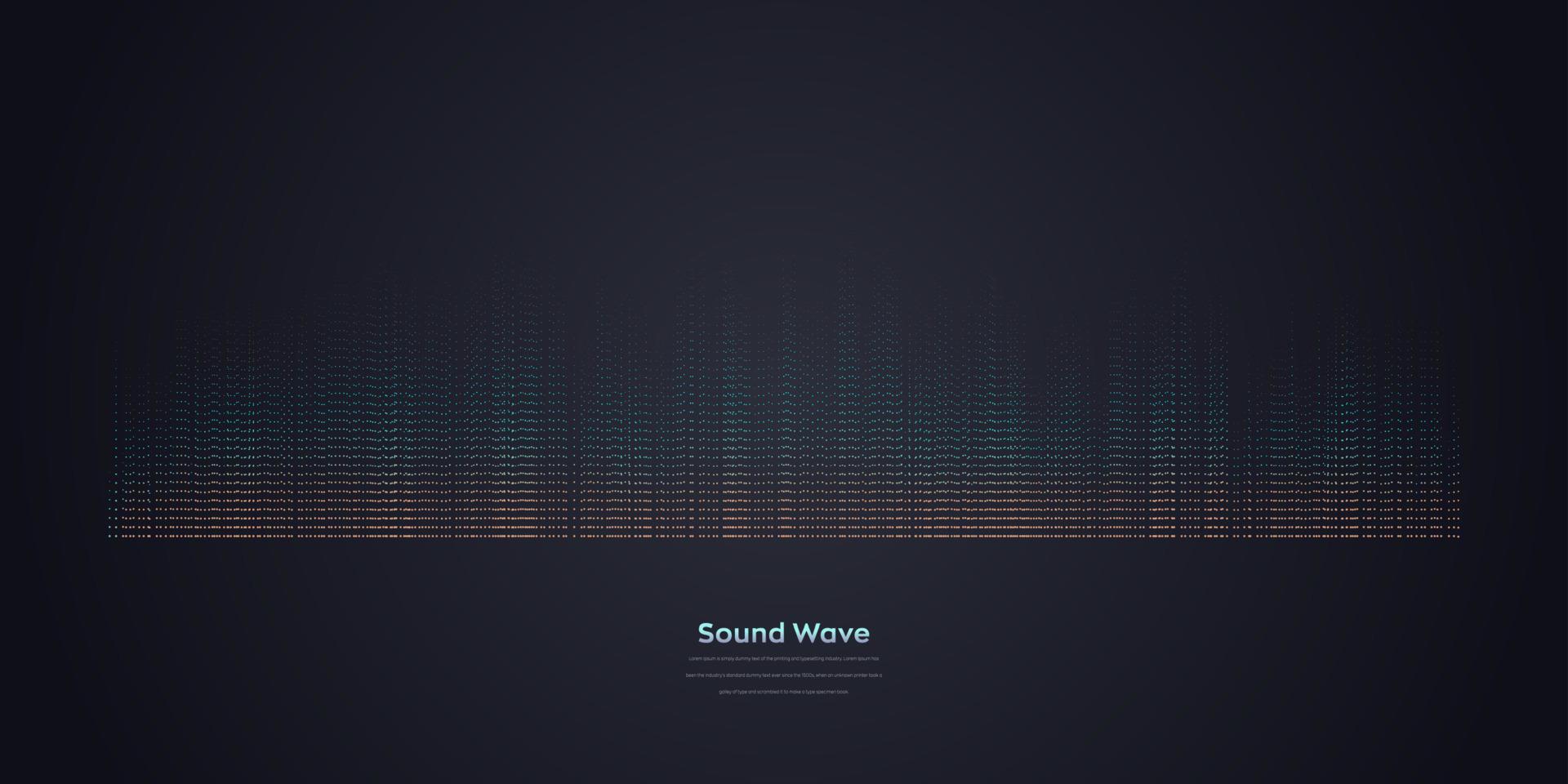 onda de sonido vectorial. Ecualizador de música digital colorido abstracto. Gráfico de ondas de audio de la ilustración de vector de frecuencia y espectro sobre fondo oscuro.