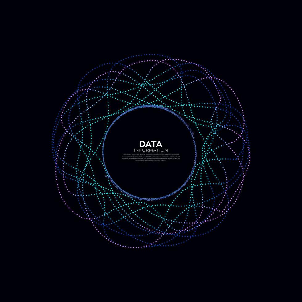 Fondo de tecnología de datos abstractos con onda de partículas de colores. vector