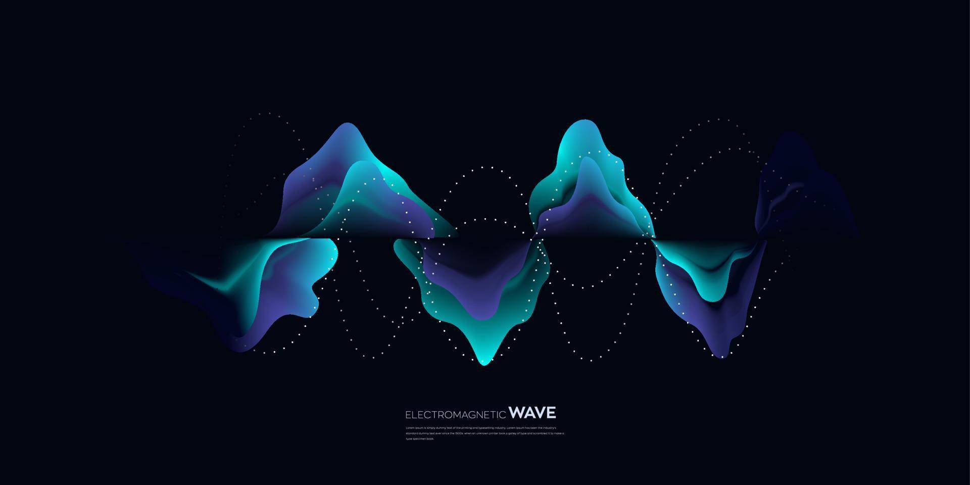 Electromagnet wave vector element with abstract blue lines background in concept of technology, science, digital network.