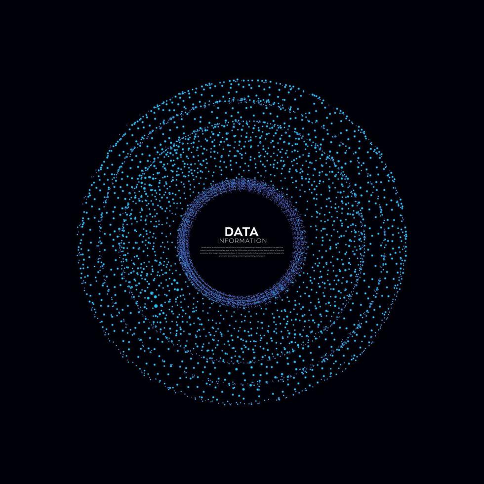 Abstract vector explosion dots line equalizer circle shape isolated technology background element. Vector illustration in concept of technology, science.