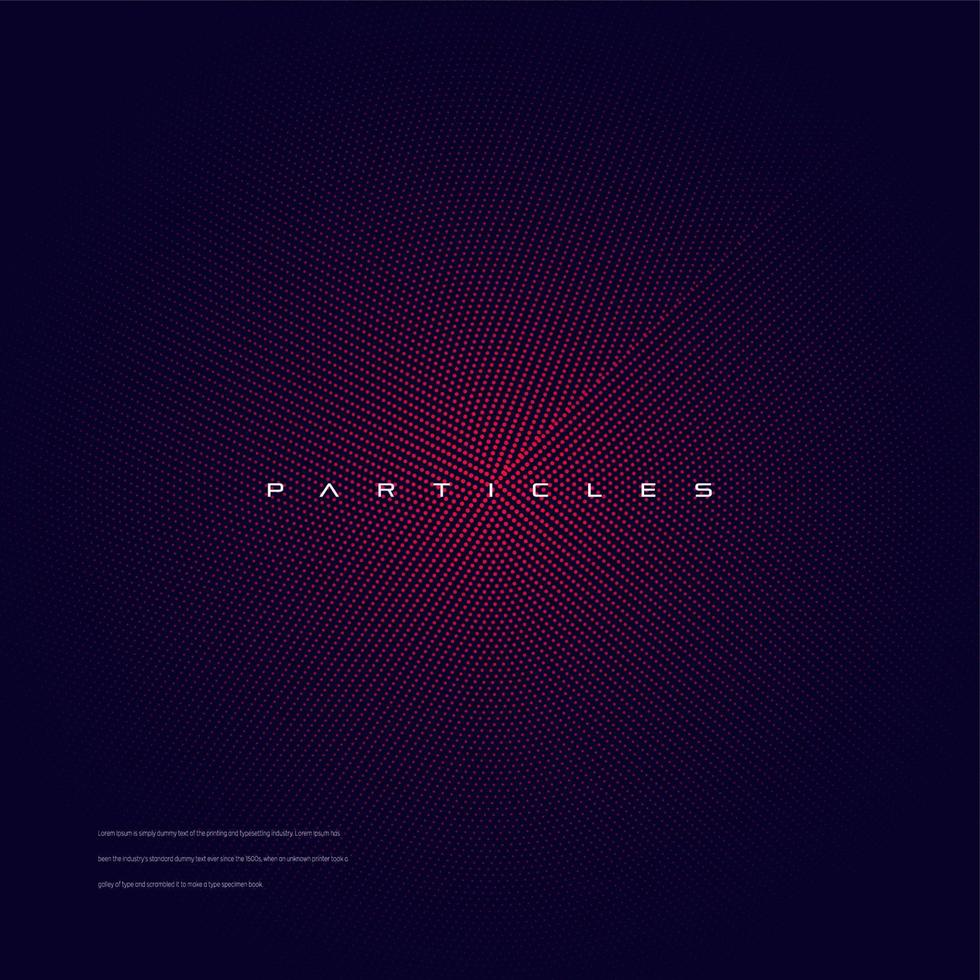 Abstract particle background element, technology and big data vector illustration. Circuler shaped glowing dots.