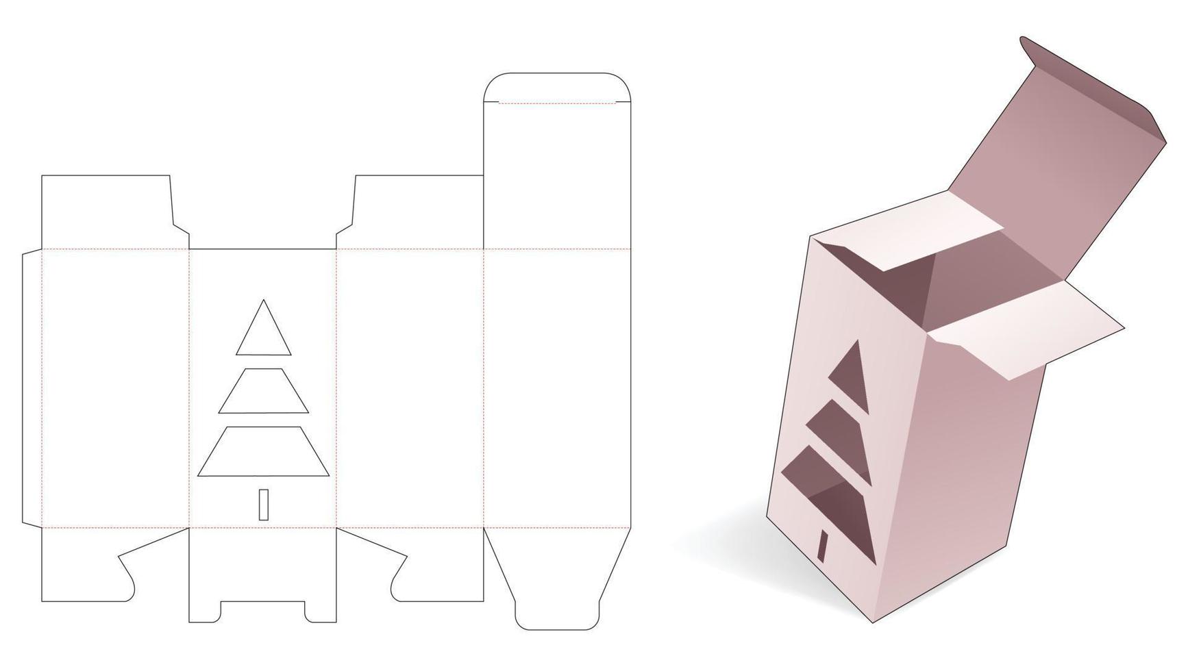 Packaging box with stenciled Christmas tree die cut template vector