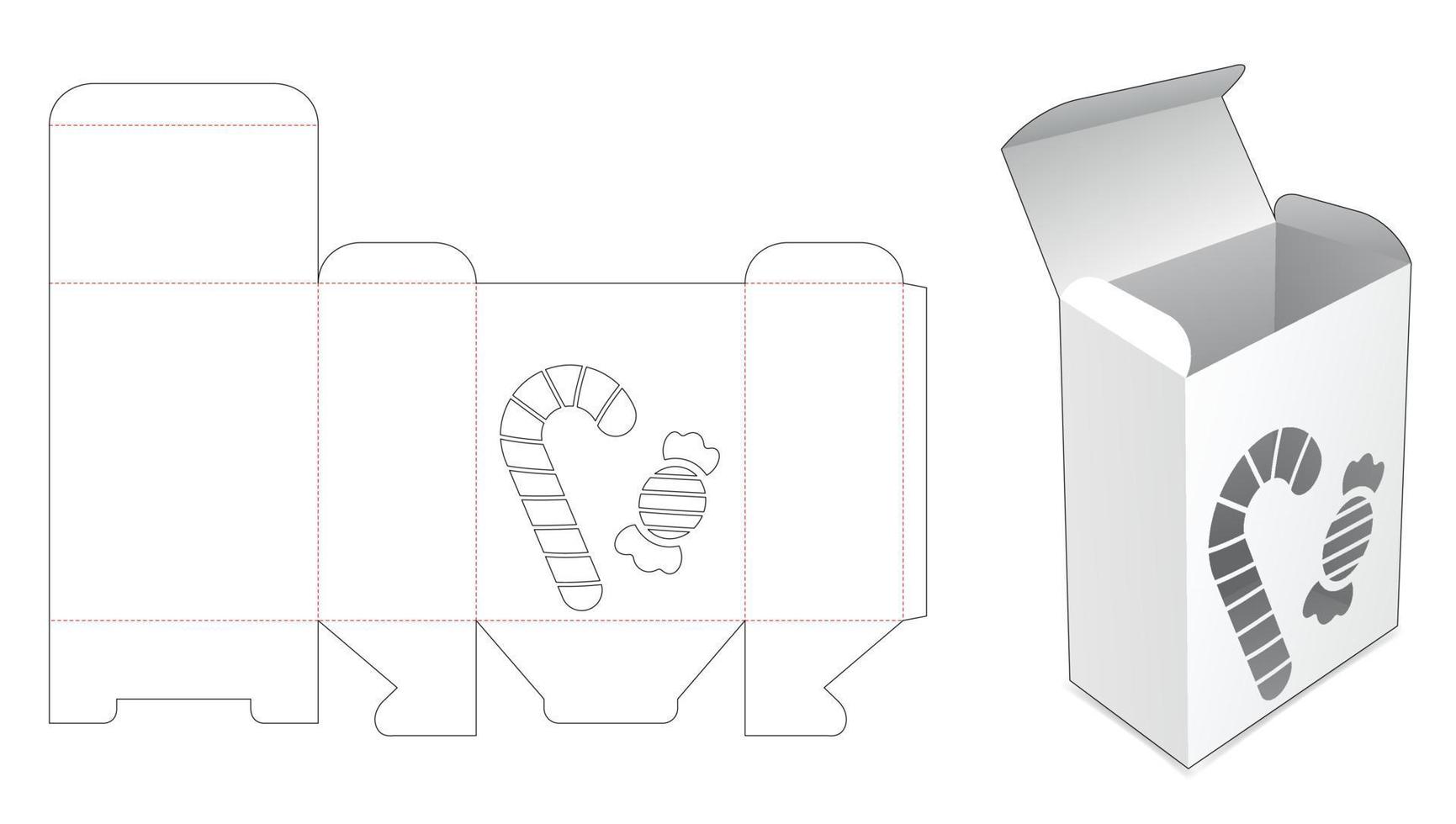 caja de embalaje con plantilla troquelada de caramelo y caramelo vector