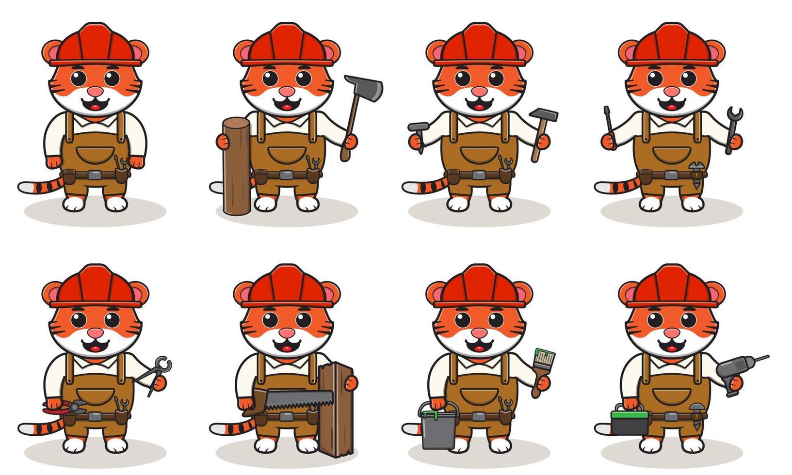 Cute cartoon of Tiger being a handyman. vector