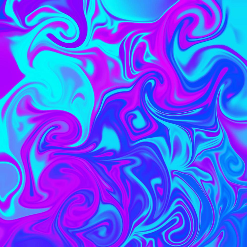 Holographic in neon color. Bright neon illustration of liquid swirl marble pattern. Modern foil background in vivid color, swirl pattern abstract background. Rainbow Colorful digital art surface. photo
