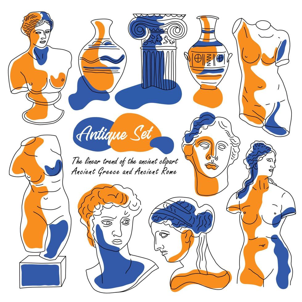 Ancient Greece and Rome set tradition and culture vector set collection. The linear trend of the ancient clipart, Ancient Greece and Ancient Rome.
