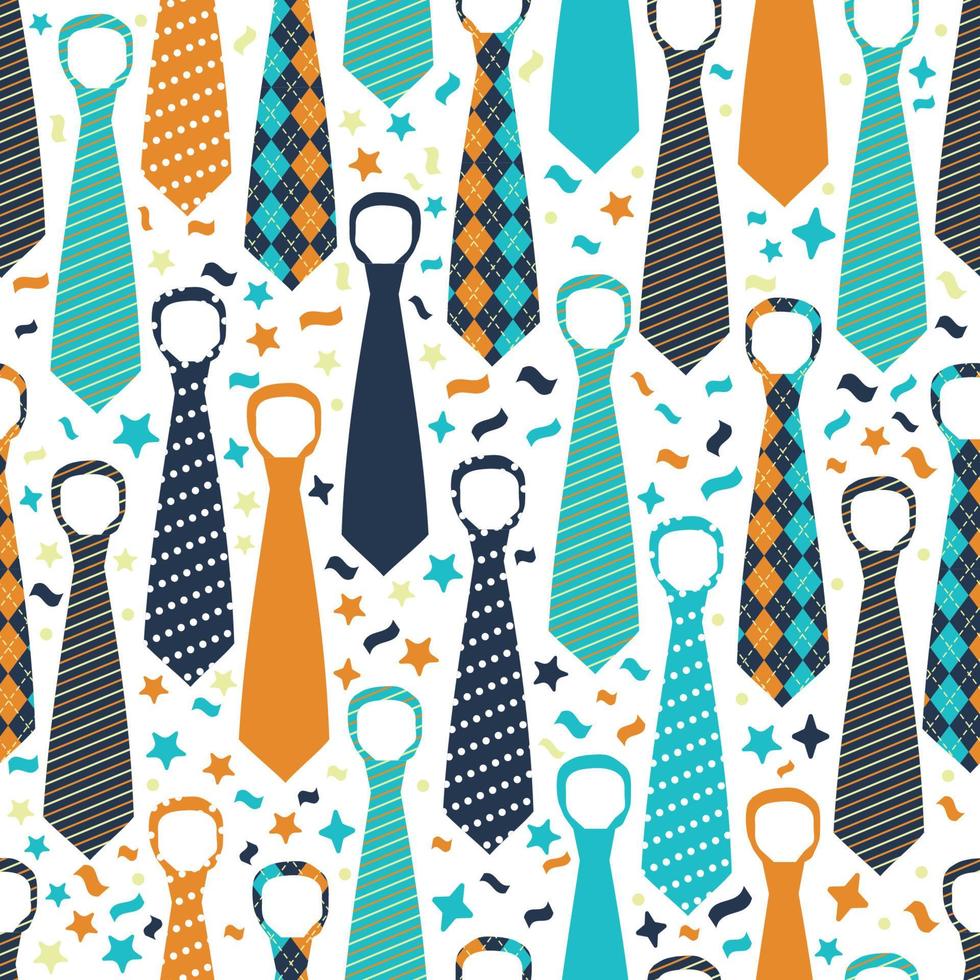 Happy Father's Day, holiday card with ties. Seamless pattern. vector