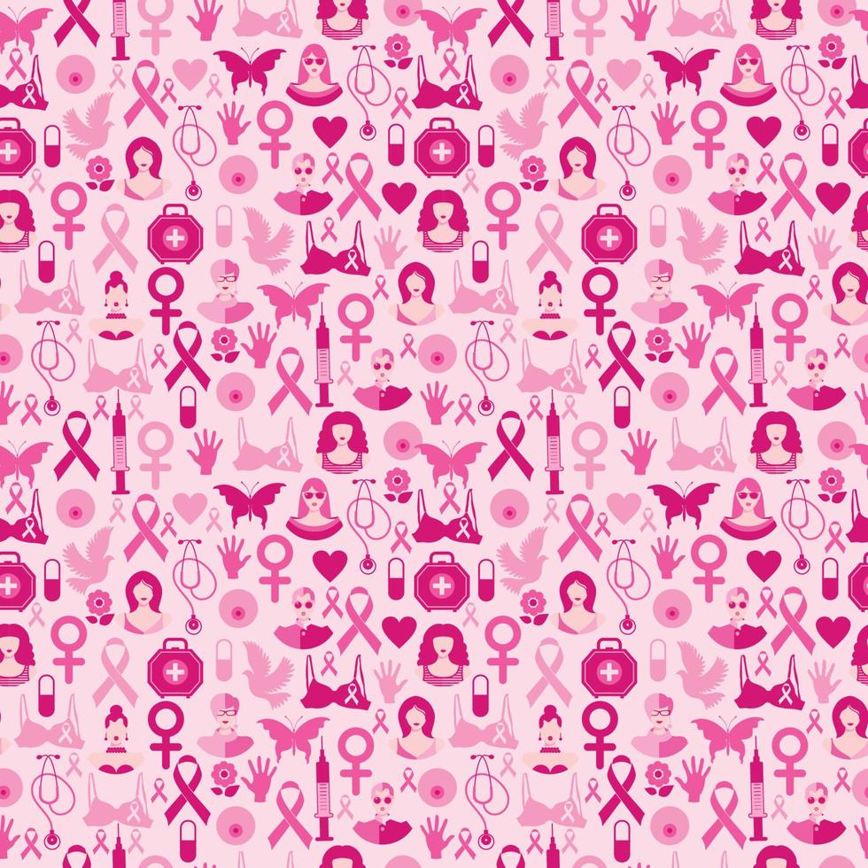 Seamless pattern of breast cancer for october awareness month. vector