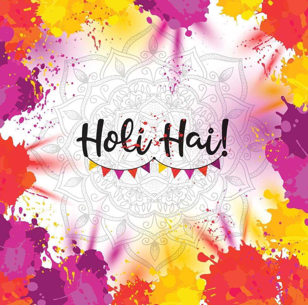 Holi spring festival . Vector background with colorful with watercolor blots Holi