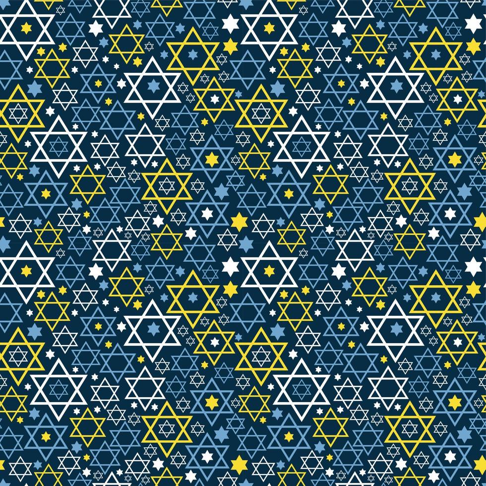 Seamless pattern. Star of David. Vector thematic texture on blue. Hanukkah surface design.