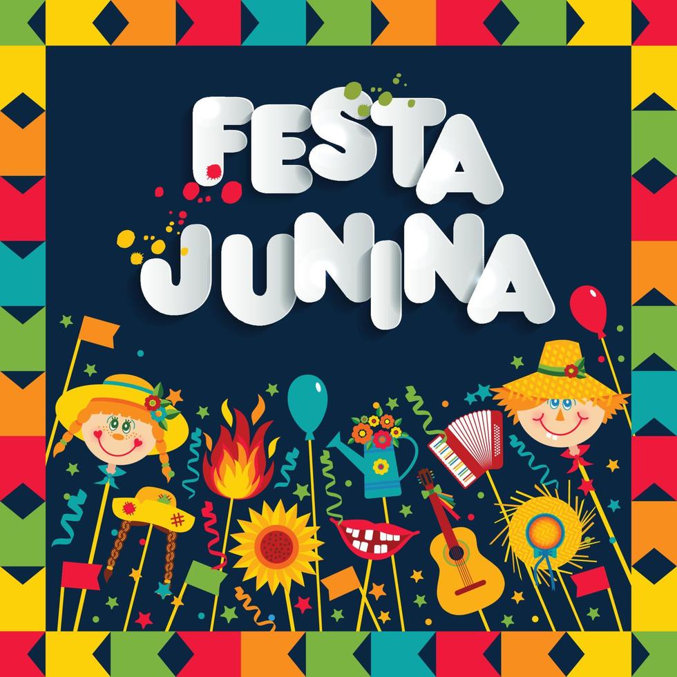 fiesta del pueblo festa junina en américa latina. iconos conjunto ilustración. vector