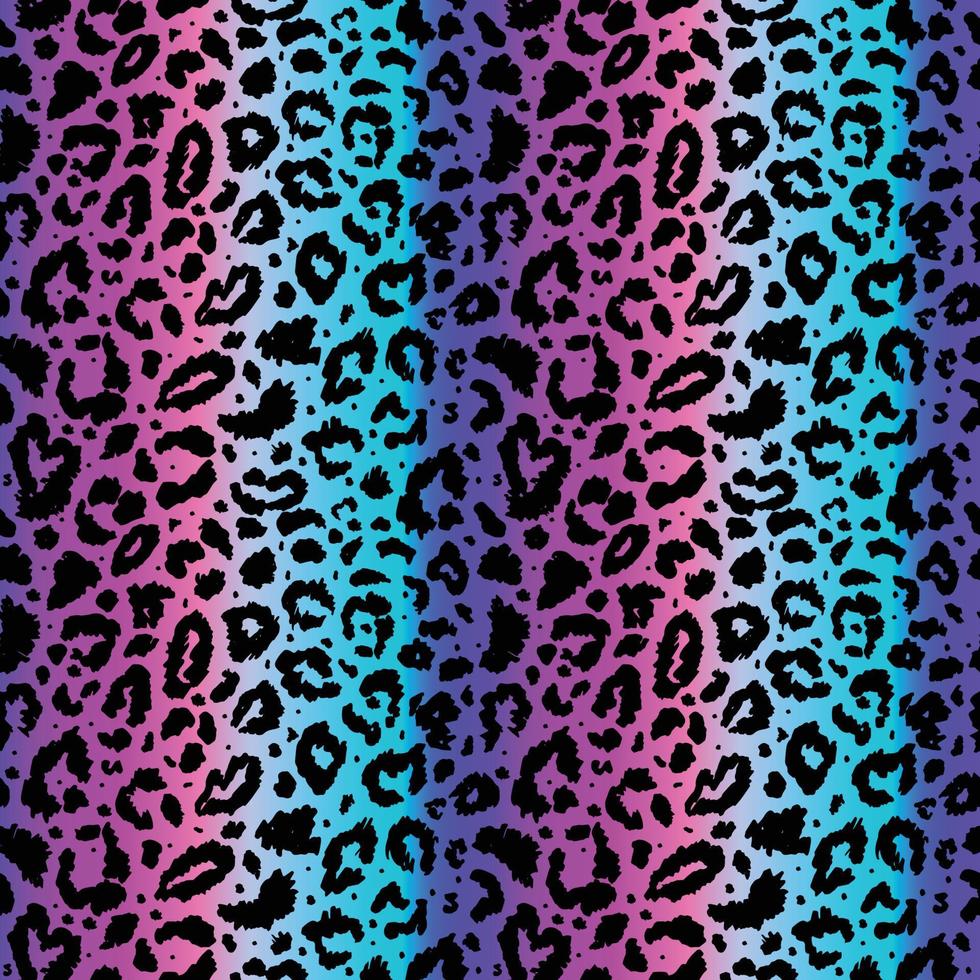 patrón transparente de vector con estampado de leopardo de color. Huella animal. impresión de guepardo sobre fondo de neón.