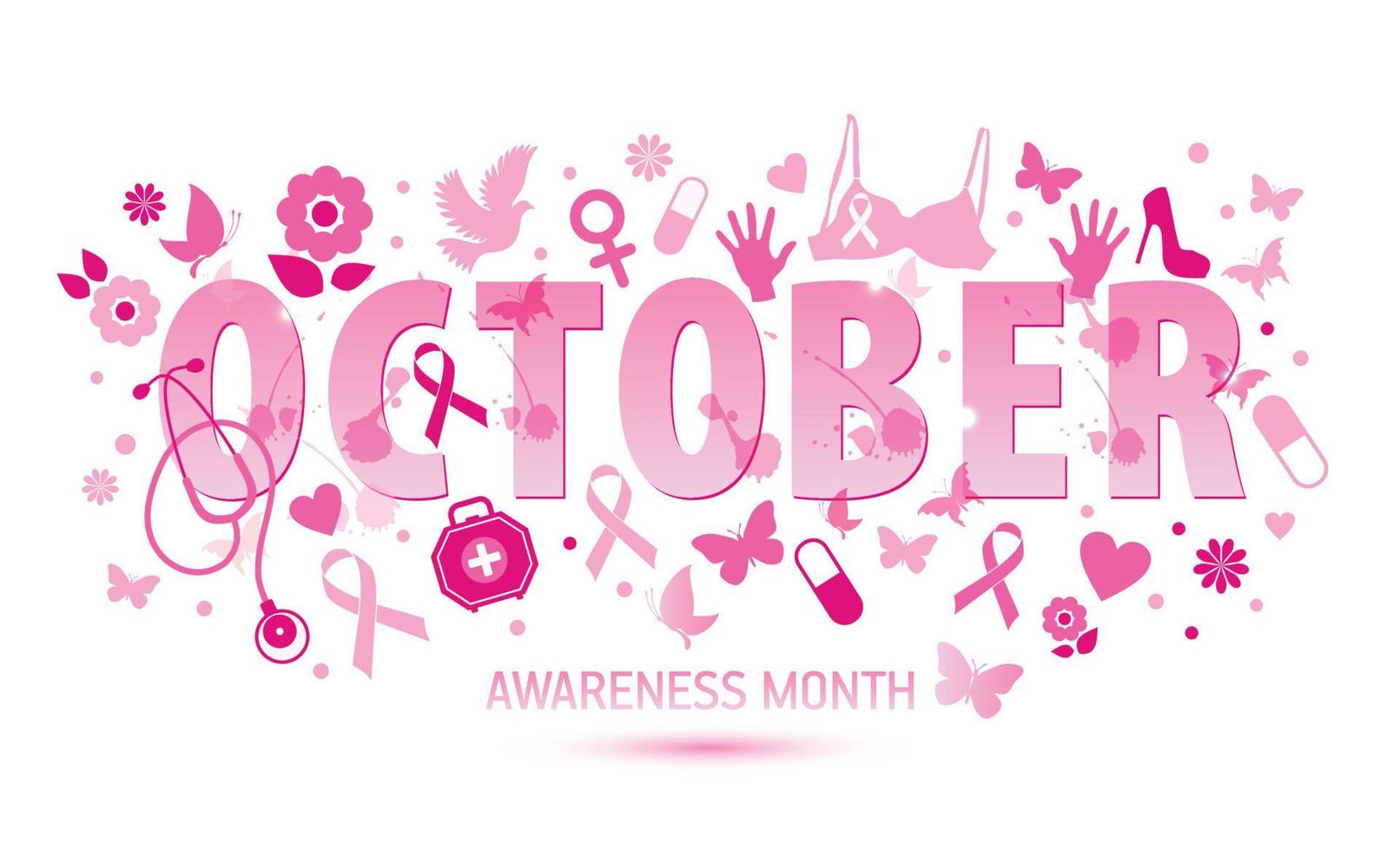 Breast Cancer Awareness Month Banner. Logo for poster with text october. Message for women. Check yourself. vector