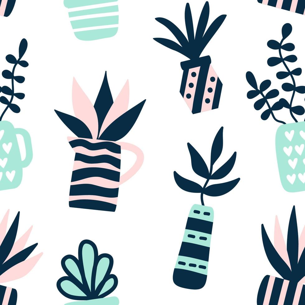 Succulents plants seamless pattern vector