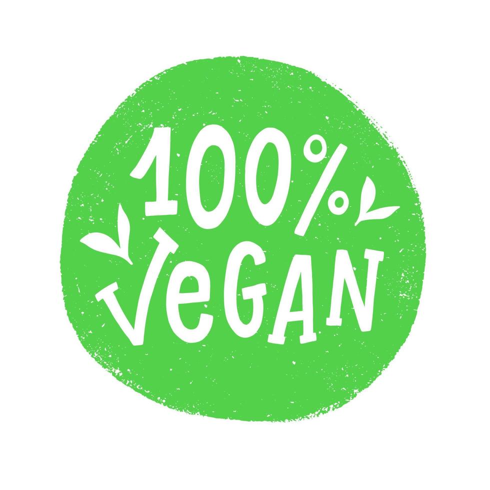 100 percent vegan vector badge sign