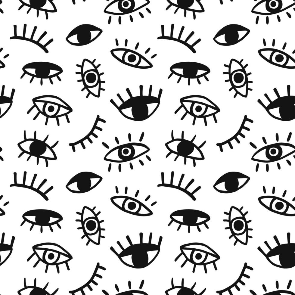 Eyes doodle vector hand drawn seamless pattern