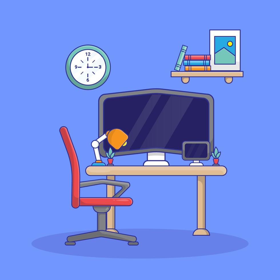 Workspace of Creative flat line vector and illustration