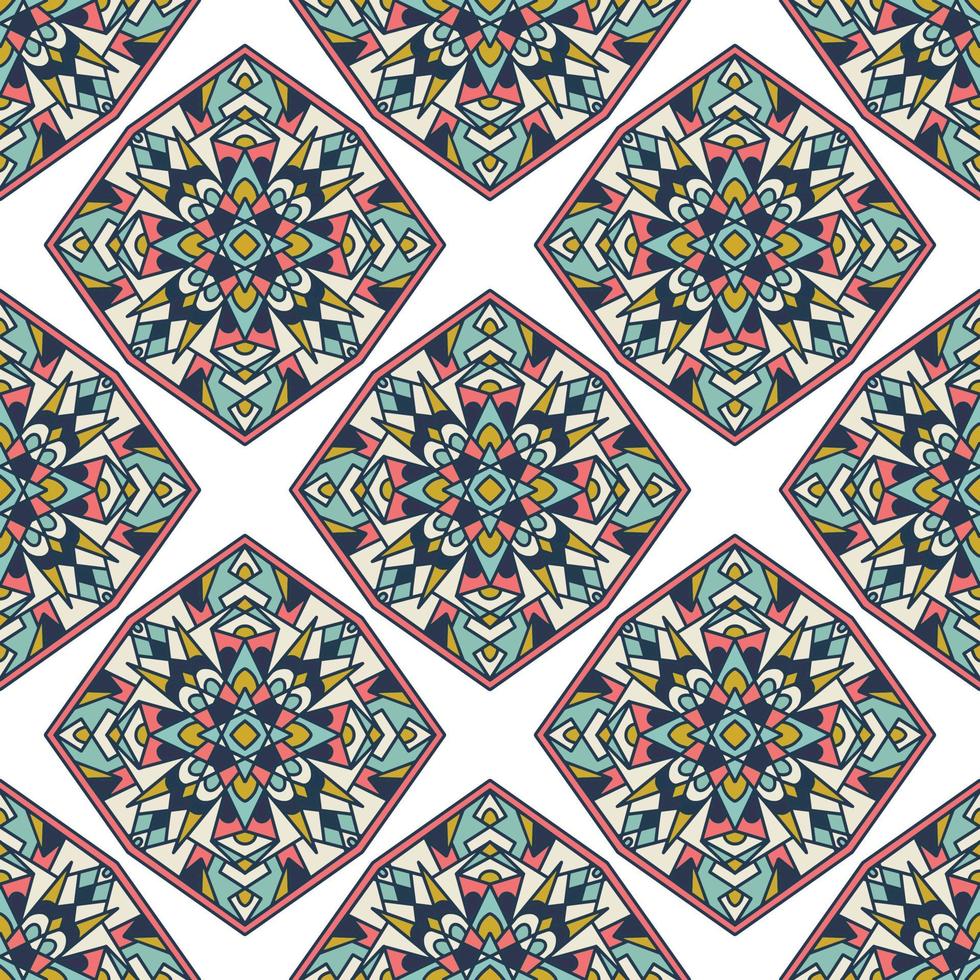 Ethnic boho seamless pattern. Tribal art print. Colorful border background texture. Fabric, cloth design, wallpaper, wrapping vector