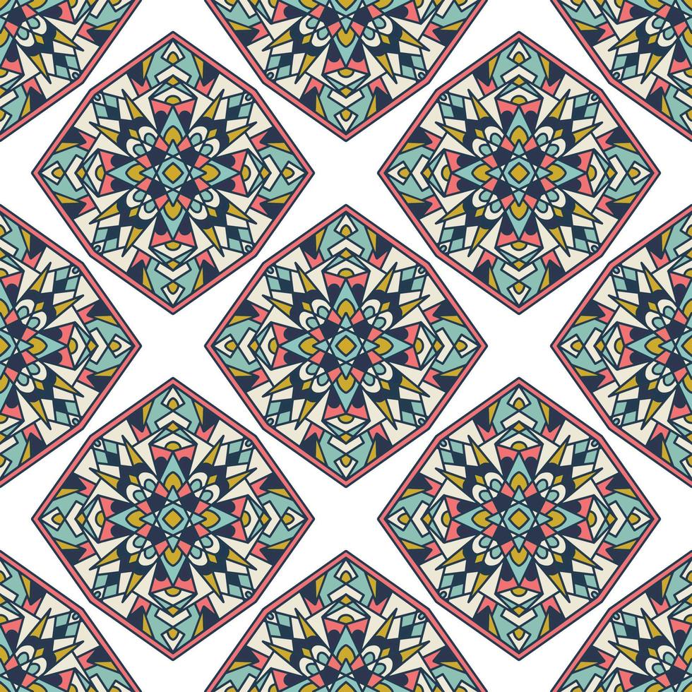 Ethnic boho seamless pattern. Tribal art print. Colorful border background texture. Fabric, cloth design, wallpaper, wrapping vector