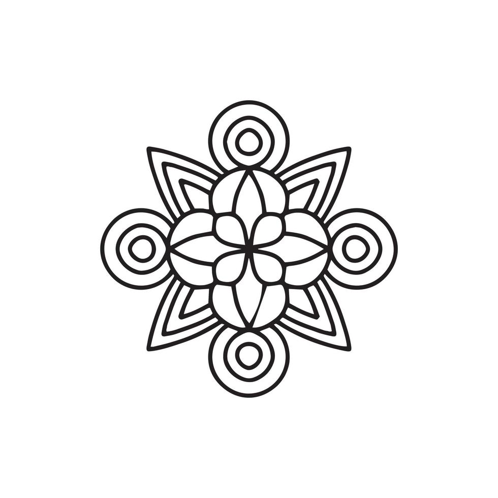 icono de mandala de flor boho, estilo de contorno vector