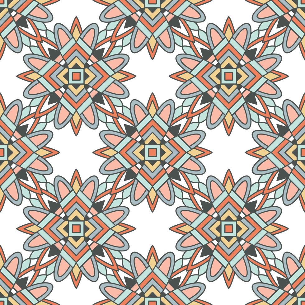 Abstract geometric design in pastel colors. Ethnic decorative art in pink, blue and gray. Indian style pattern. vector