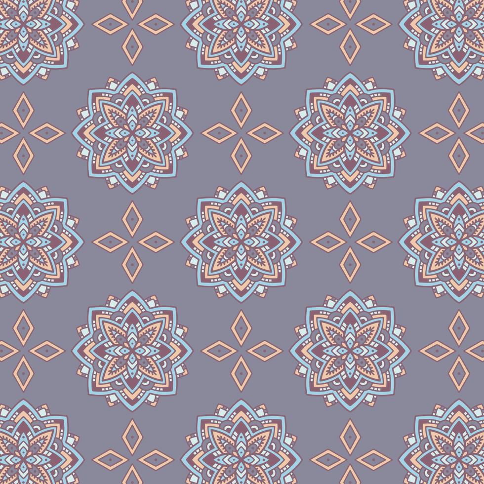 Seamless hand drawn geometric tribal pattern with rhombuses and triangles. Vector navajo design.