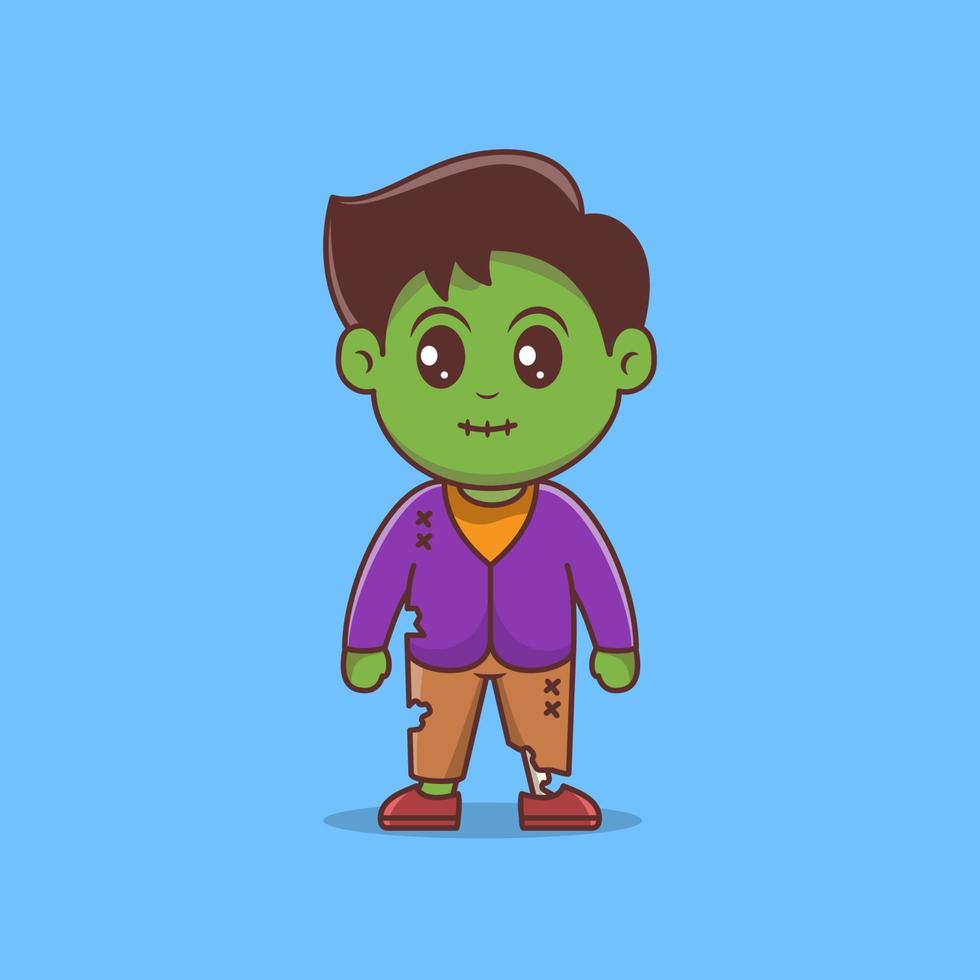 vector de personaje de dibujos animados lindo zombie