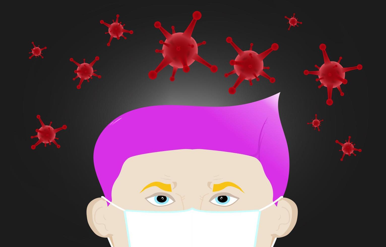 Para combatir la enfermedad por coronavirus, un niño pequeño usa una máscara. vector
