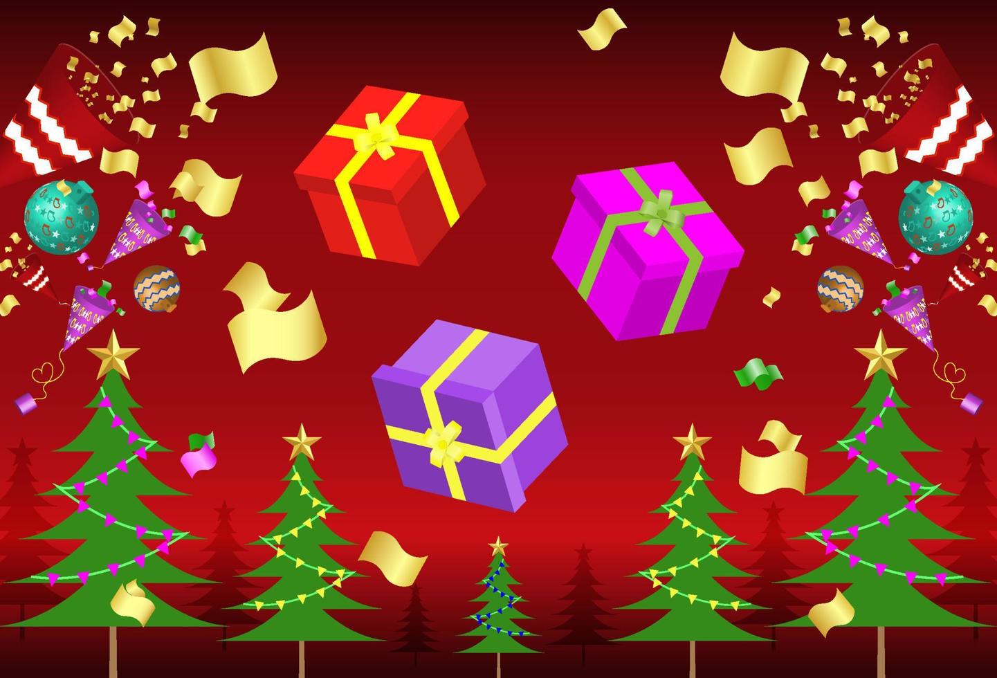 Design for a happy new year gift. Decorate Christmas trees with dazzling or gold cones to celebrate the holidays. vector