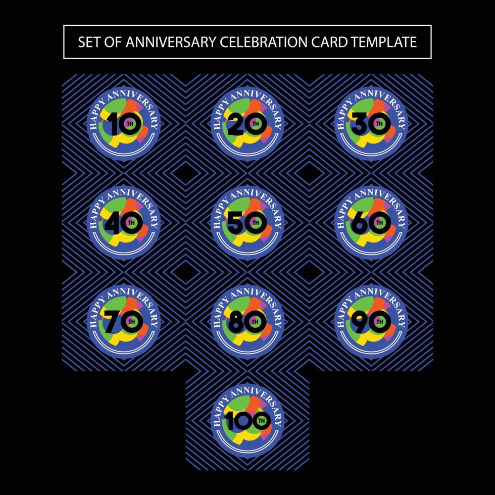 conjunto de plantilla de tarjeta de celebración de aniversario vector